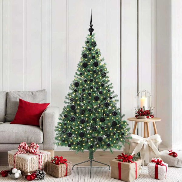vidaXL Sapin de No&euml;l artificiel pr&eacute;-&eacute;clair&eacute; Vert 180 cm PVC