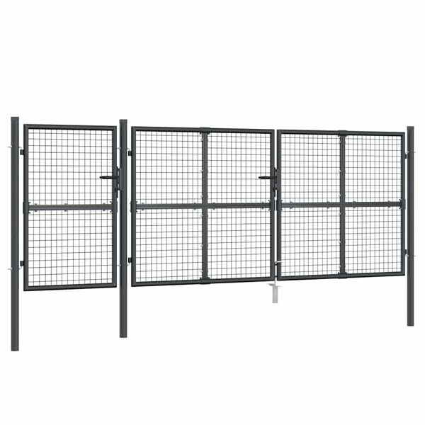 vidaXL Portail de jardin grillag&eacute; Anthracite 400x125 cm Acier galvanis&eacute;