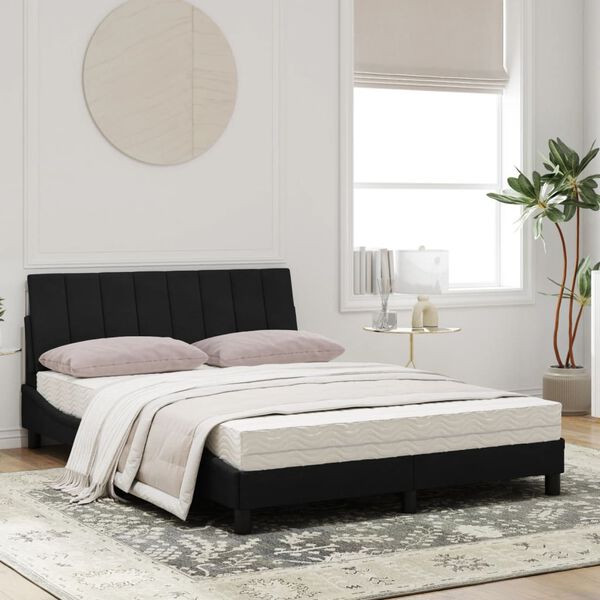 vidaXL Lit avec matelas Hanko noir 120x200 cm velours