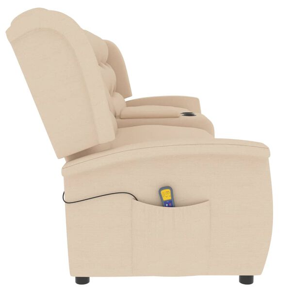 vidaXL Fauteuil de massage inclinable et porte-gobelet 4 places cr&egrave;me