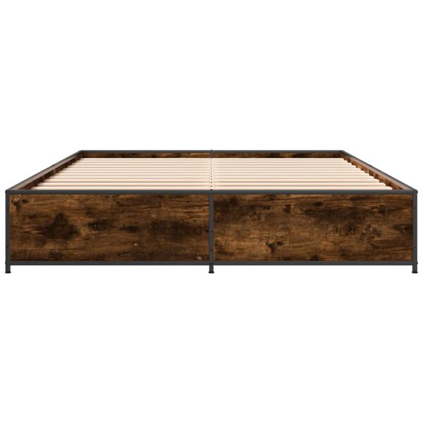 vidaXL Cadre de lit sans matelas ch&ecirc;ne fum&eacute; 140x190 cm