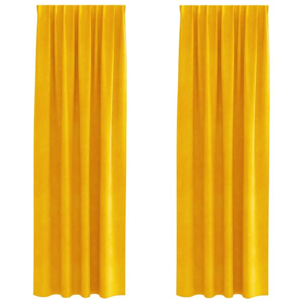 vidaXL Rideaux occultants 2 pcs Jaune moutarde 140 x 225 cm Velours