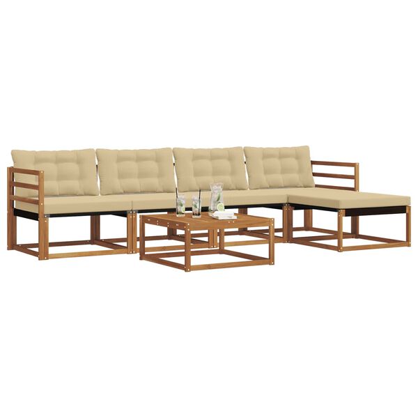 vidaXL Ensemble de canap&eacute;s d'ext&eacute;rieur 6 pcs Naturel et Beige