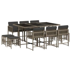 vidaXL Ensemble &agrave; manger de jardin 11pcs avec coussins gris poly rotin