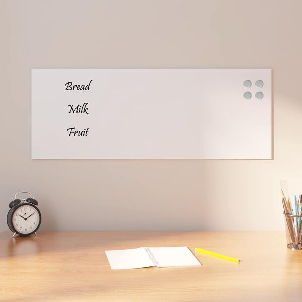 vidaXL Tableau noir magn&eacute;tique mural Blanc 80x30 cm Verre tremp&eacute;