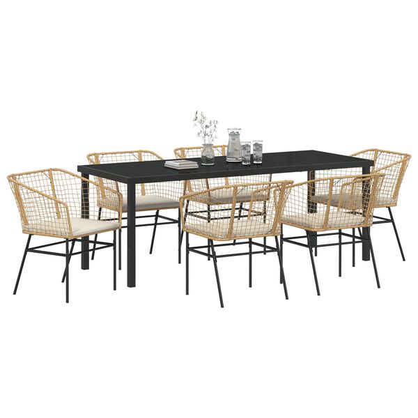vidaXL Ensemble de salle &agrave; manger pour jardin 7 pcs Marron polyrotin