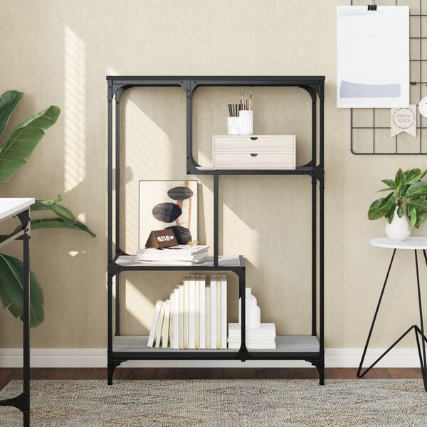 vidaXL Biblioth&egrave;que sonoma gris 81x36x115cm bois d'ing&eacute;nierie et acier