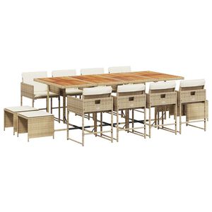 vidaXL Ensemble &agrave; manger de jardin et coussins 13 pcs beige