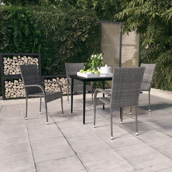 vidaXL Ensemble &agrave; manger de jardin 5 pcs Gris et noir