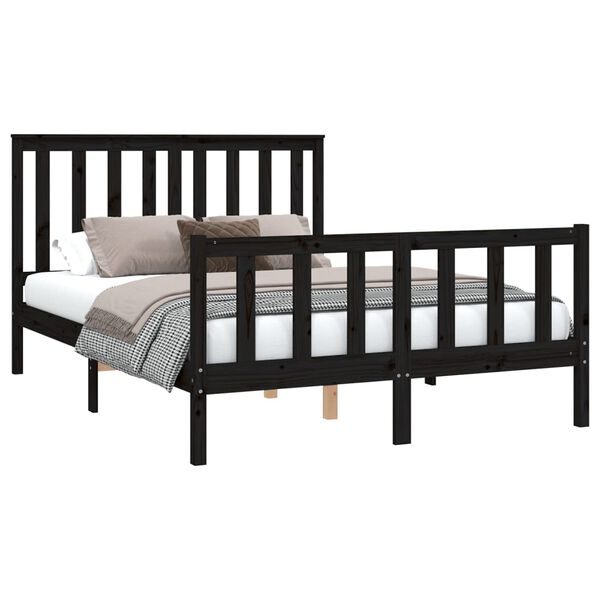 vidaXL Cadre de lit sans matelas noir 140x200 cm bois massif de pin