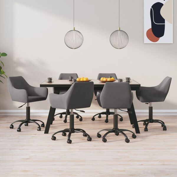 vidaXL Chaises pivotantes &agrave; manger lot de 6 Gris fonc&eacute; Velours