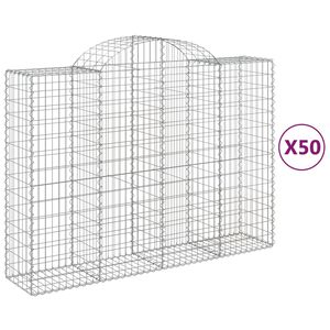 vidaXL Paniers &agrave; gabions arqu&eacute;s 50 pcs 200x50x140/160 cm Fer galvanis&eacute;