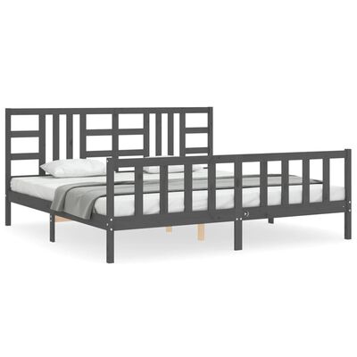 vidaXL Cadre de lit sans matelas gris 200x200 cm bois massif de pin