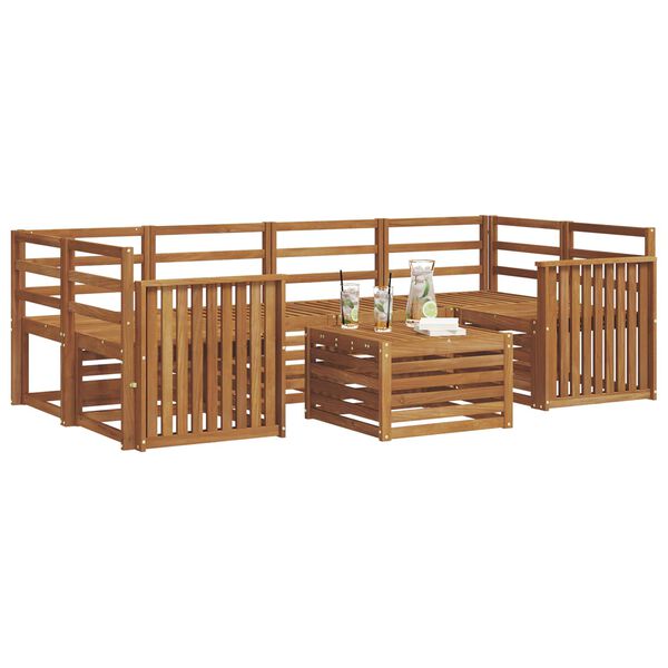 vidaXL Ensembles de canap&eacute;s 7 pcs Naturel Bois d'Acacia Massif