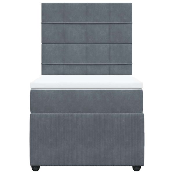 vidaXL Sommier &agrave; lattes de lit et matelas Gris fonc&eacute; 90x190 cm Velours