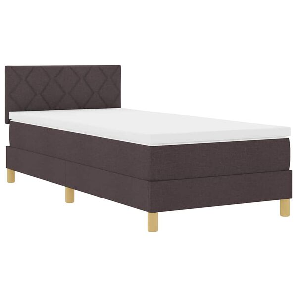 vidaXL Lit &agrave; ressort LED avec matelas Marron fonc&eacute; 90 x 190 cm tissu