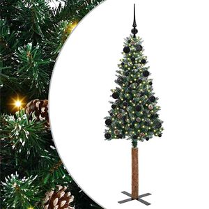 vidaXL Sapin de No&euml;l mince Vert 150 cm PVC et bois de pin massif