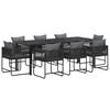 vidaXL Ensemble de salle &agrave; manger pour jardin 9 pcs Noir et anthracite