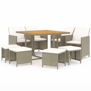 vidaXL Ensemble &agrave; manger de jardin et coussins 9 pcs Poly rotin Beige