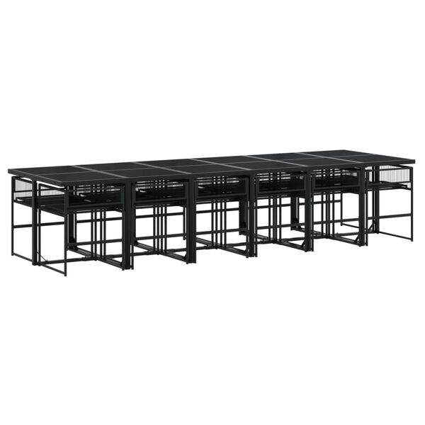 vidaXL Ensemble &agrave; manger de jardin 13 pcs coussins noir r&eacute;sine tress&eacute;e