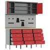 vidaXL Placard de travail 7 pcs Rouge Bois d'ing&eacute;nierie et acier