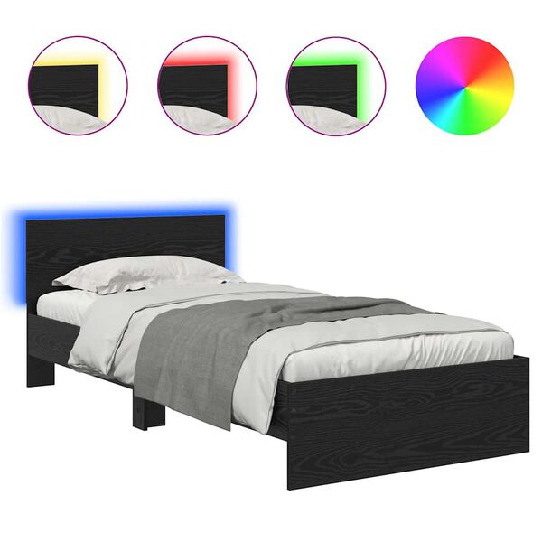 vidaXL Cadre de lit Ch&ecirc;ne noir 100 x 200 cm Bois d'ing&eacute;nierie