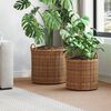 vidaXL Panier &agrave; Plantes avec stockage 2 pcs Marron Rotin Lacak