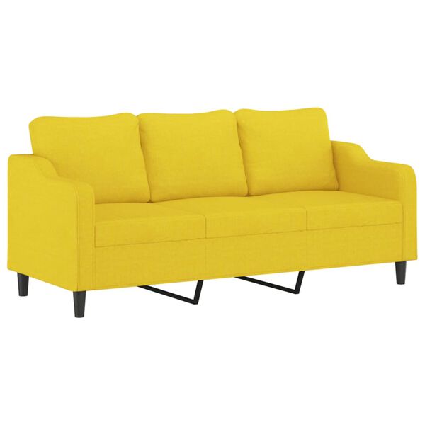 vidaXL Ensemble de canap&eacute;s 3 pcs avec coussins Jaune clair Tissu