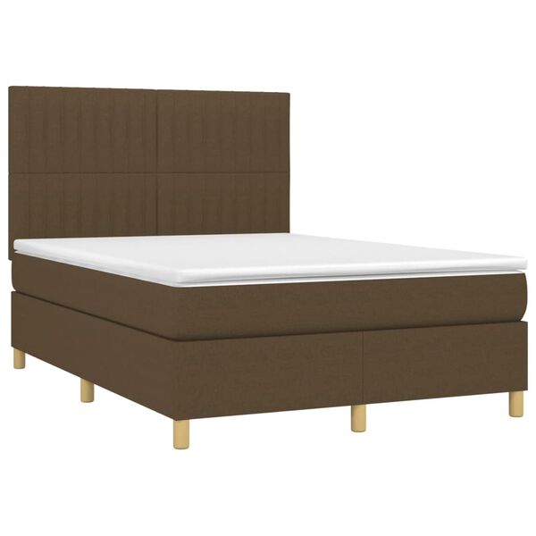 vidaXL Sommier à lattes de lit matelas et LED Marron foncé 140x190 cm