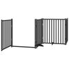vidaXL Barrière pour chien porte pliable 8 panneaux noir bois peuplier