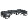 vidaXL Ensemble de canap&eacute; de jardin 10 pc Noir Aluminium
