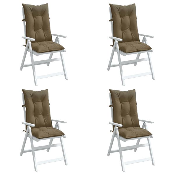 vidaXL Coussins de chaise à dossier haut lot de 4 taupe mélangé tissu
