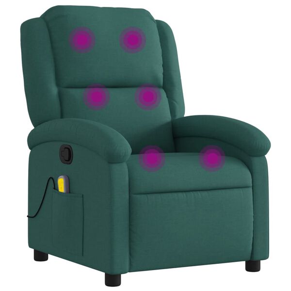 vidaXL Fauteuil de massage inclinable Vert fonc&eacute; Tissu