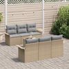 vidaXL Ensemble de canap&eacute; de jardin 7 pcs Beige et gris polyrotin