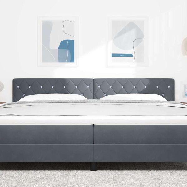 vidaXL T&ecirc;te de lit LED avec t&ecirc;te de lit Gris fonc&eacute; 200 cm Polyester