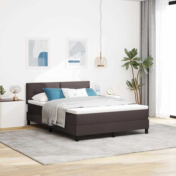 vidaXL Lit &agrave; ressorts avec matelas Marron fonc&eacute; 140 x 200 cm tissu