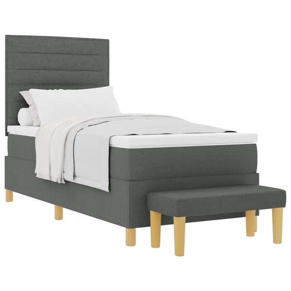vidaXL Lit &agrave; ressorts avec matelas Gris fonc&eacute; 100 x 200 cm tissu
