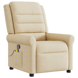 vidaXL Fauteuil de massage inclinable Cr&egrave;me Tissu