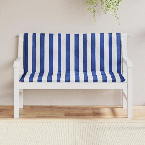 vidaXL Coussins de banc de jardin lot de 2 rayures bleues et blanches