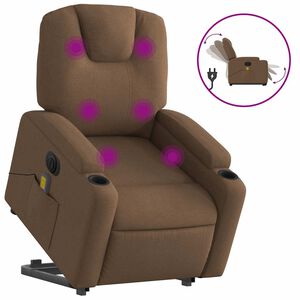 vidaXL Fauteuil inclinable de massage &eacute;lectrique Marron Tissu