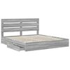 vidaXL Lit de Rangement Gris Sonoma 200 x 200 cm Bois d'ing&eacute;nierie