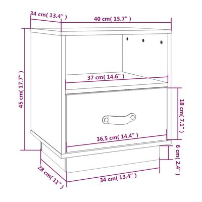 vidaXL Tables de chevet 2 pcs Noir 40x34x45 cm Bois de pin massif