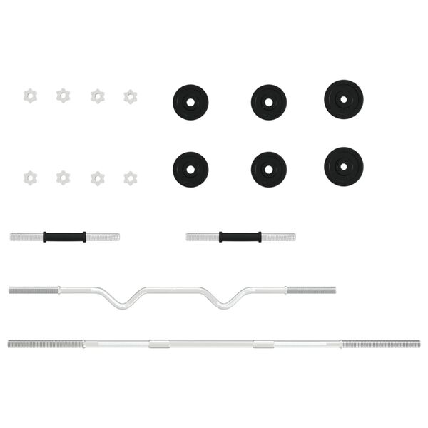 vidaXL Ensemble d'haltères et de barres 30 kg fonte