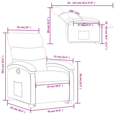 vidaXL Fauteuil inclinable Crème Tissu