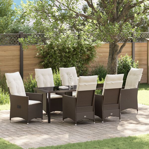 vidaXL Ensemble de salle &agrave; manger pour jardin 7 pcs Marron polyrotin