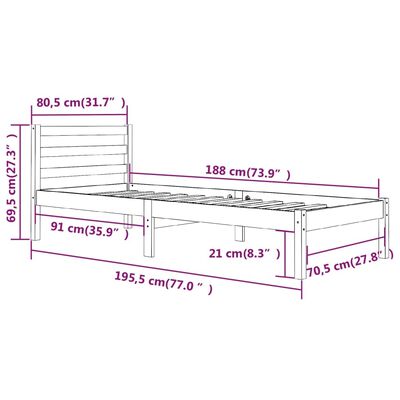 vidaXL Cadre de lit bois de pin massif 75x190 cm petit simple