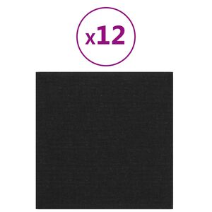 vidaXL Panneaux muraux 12 pcs Noir 30x30 cm Tissu 1,08 m&sup2;