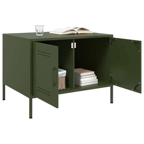 vidaXL Table basse vert olive 68x50x50,5 cm acier