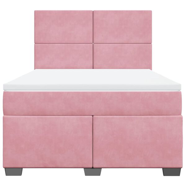 vidaXL Sommier &agrave; lattes de lit avec matelas Rose 140x190 cm Velours