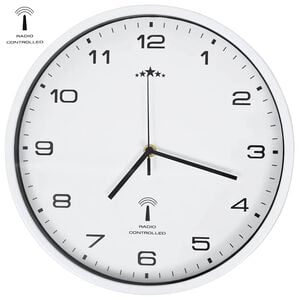 vidaXL Horloge murale radioguid&eacute;e avec mouvement &agrave; quartz 31 cm Blanc